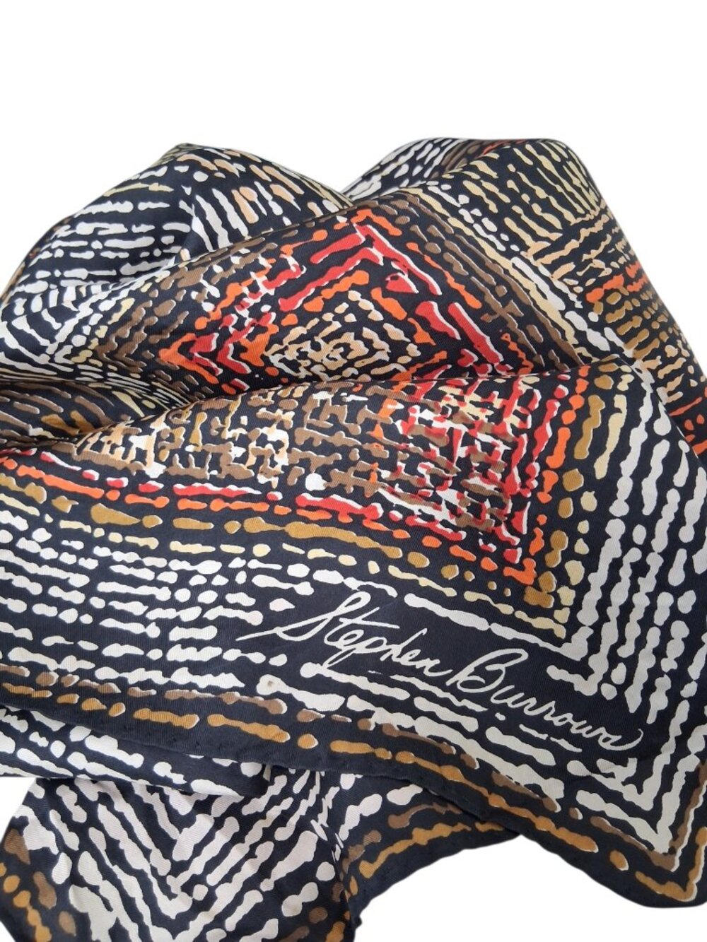 Vintage Stephen Burrows Fall Color Geo Design Scarf